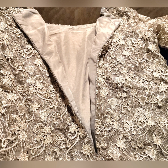 Polo Ralph Lauren Lace Long Sleeve Wedding Dress, Gray,Bell Sleeve,Knee Lngth,16 - Picture 14 of 16